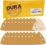 🔲 dura-gold premium triangle mouse sanding sheets 80 grit (box of 24) - woodworking, crafting essential with 6 hole pattern hook & loop triangular shaped mouse sander discs and aluminum oxide abrasive sandpaper logo