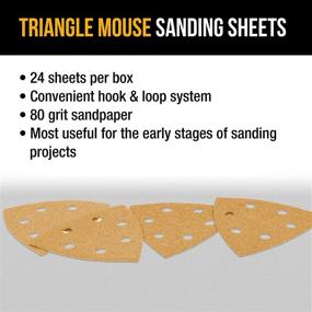 img 1 attached to 🔲 Dura-Gold Premium Triangle Mouse Sanding Sheets 80 Grit (Box of 24) - Woodworking, Crafting Essential with 6 Hole Pattern Hook & Loop Triangular Shaped Mouse Sander Discs and Aluminum Oxide Abrasive Sandpaper