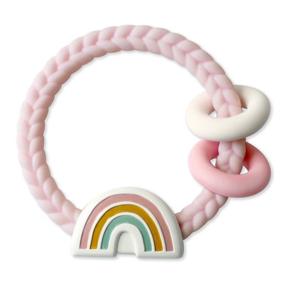 img 3 attached to 🌈 Itzy Ritzy Silicone Teether with Rattle - Soothing Gums with Rattle Sound, Rings, and Raised Texture - Ages 3 Months+, Rainbow Design