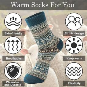 img 3 attached to 🧦 Warm and Cozy: 5 Pack Women's Wool Socks for Winter - Thick Knit & Soft, Perfect for Cold Weather