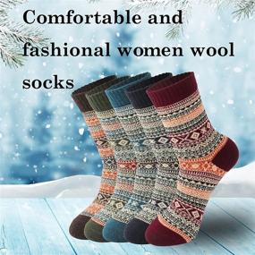 img 2 attached to 🧦 Warm and Cozy: 5 Pack Women's Wool Socks for Winter - Thick Knit & Soft, Perfect for Cold Weather