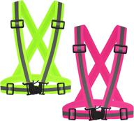 sawnzc 2pack running reflective vest gear: high visibility safety ves adjustable belt straps for night running, cycling, motorcycle riding, dog walking, jogging логотип