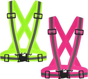 img 4 attached to Sawnzc 2Pack Running Reflective Vest Gear: High Visibility Safety VES Adjustable Belt Straps for Night Running, Cycling, Motorcycle Riding, Dog Walking, Jogging