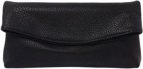 img 4 attached to Leather Oversize Foldover Clutch Black