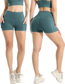 img 3 attached to LZYVOO Women's High Waist Spandex Yoga Shorts with Pockets - Workout Shorts