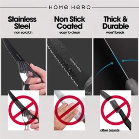 img 1 attached to 🔪 Home Hero Steak Knives Set of 8 - Serrated & Dishwasher Safe - Black Blades - Premium Quality