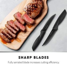 img 2 attached to 🔪 Home Hero Steak Knives Set of 8 - Serrated & Dishwasher Safe - Black Blades - Premium Quality