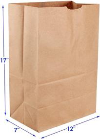 img 3 attached to 🛍️ Kraft Brown Heavy Duty Sack Grocery Bags - Large 12x7x17 Size, 57 Lbs Basis Weight (Pack of 100)