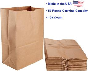 img 1 attached to 🛍️ Kraft Brown Heavy Duty Sack Grocery Bags - Large 12x7x17 Size, 57 Lbs Basis Weight (Pack of 100)