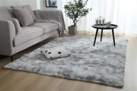 🐻 grey plush fluffy soft indoor modern 5x8 area rugs - warm non-slip rug for bedroom decor, living room, kitchen - comfy baby's care crawling carpet logo