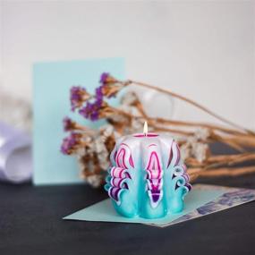 img 3 attached to Charming Handcrafted Decorative Candles - Carved Designs - Small yet Stunning with Chakra Colors - Ideal for Gifting and Centerpieces - 2.5 inches - Blue Pink Purple