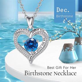 img 2 attached to 💖 EUDORA Birthstone Necklaces for Women, Sterling Silver Heart to Heart I Love You to the Moon and Back Jewelry with 5A Cubic Zirconia for Mother, Sister, Wife, 20" Chain - Improved SEO