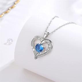 img 3 attached to 💖 EUDORA Birthstone Necklaces for Women, Sterling Silver Heart to Heart I Love You to the Moon and Back Jewelry with 5A Cubic Zirconia for Mother, Sister, Wife, 20" Chain - Improved SEO