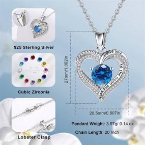 img 1 attached to 💖 EUDORA Birthstone Necklaces for Women, Sterling Silver Heart to Heart I Love You to the Moon and Back Jewelry with 5A Cubic Zirconia for Mother, Sister, Wife, 20" Chain - Improved SEO