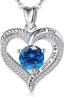 💖 eudora birthstone necklaces for women, sterling silver heart to heart i love you to the moon and back jewelry with 5a cubic zirconia for mother, sister, wife, 20" chain - improved seo logo