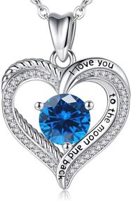 img 4 attached to 💖 EUDORA Birthstone Necklaces for Women, Sterling Silver Heart to Heart I Love You to the Moon and Back Jewelry with 5A Cubic Zirconia for Mother, Sister, Wife, 20" Chain - Improved SEO