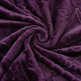 img 1 attached to 🛌 JML Plush Fleece Blanket Queen Size - Soft & Warm Bed Blanket (75" x 91") in Pattern-Purple