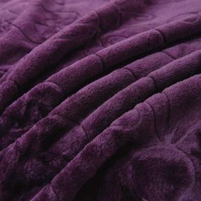 img 2 attached to 🛌 JML Plush Fleece Blanket Queen Size - Soft & Warm Bed Blanket (75" x 91") in Pattern-Purple