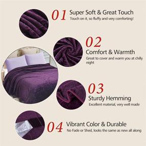 img 3 attached to 🛌 JML Plush Fleece Blanket Queen Size - Soft & Warm Bed Blanket (75" x 91") in Pattern-Purple