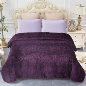 img 4 attached to 🛌 JML Plush Fleece Blanket Queen Size - Soft & Warm Bed Blanket (75" x 91") in Pattern-Purple