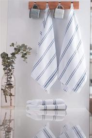 img 3 attached to 🧦 LUJAIM Absorbent Kitchen Towels - 100% Cotton, Extra Large Dish Towels - Set of 4, 20X30 Inches - White with Blue Stripes - Soft and Thick