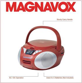 img 2 attached to 📻 Red Magnavox MD6924-RD Portable Top Loading CD Boombox with AM/FM Stereo Radio - CD-R/CD-RW Compatible, LED Display, AUX Port Supported, Programmable CD Player