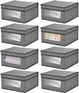 🗄 mdesign soft stackable fabric closet storage organizer holder bin - 8 pack - charcoal/black логотип