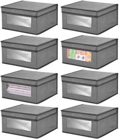 img 4 attached to 🗄 mDesign Soft Stackable Fabric Closet Storage Organizer Holder Bin - 8 Pack - Charcoal/Black