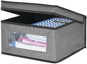 img 1 attached to 🗄 mDesign Soft Stackable Fabric Closet Storage Organizer Holder Bin - 8 Pack - Charcoal/Black