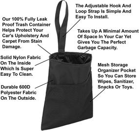 img 3 attached to 🚗 Efficient and Leak-Proof lebogner Car Trash Bag with Organizer Pocket - Ideal for Car Headrest, Door Handle, or Gear Shift
