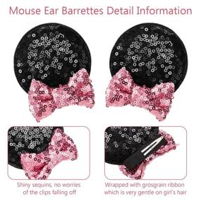 img 2 attached to 🎀 Sparkling Mouse Ears Clips: Festive Accessories for Costume Party Favor, Halloween & Christmas Decoration (Red, Pink)