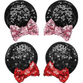 img 4 attached to 🎀 Sparkling Mouse Ears Clips: Festive Accessories for Costume Party Favor, Halloween & Christmas Decoration (Red, Pink)