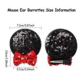 img 3 attached to 🎀 Sparkling Mouse Ears Clips: Festive Accessories for Costume Party Favor, Halloween & Christmas Decoration (Red, Pink)