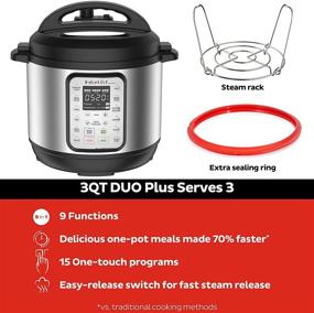 img 3 attached to 🍲 Instant Pot Duo Plus 3 Quart: 9-in-1 Electric Pressure Cooker, Slow Cooker, Rice Cooker, Steamer, Sauté, Yogurt Maker, Warmer & Sterilizer - Stainless Steel/Black