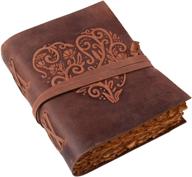 📔 vintage leather journal: heart embossed journals | women's writing journal with deckle edge pages | antique paper, 240 pages logo