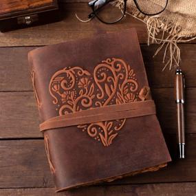 img 2 attached to 📔 Vintage Leather Journal: Heart Embossed Journals | Women's Writing Journal with Deckle Edge Pages | Antique Paper, 240 Pages