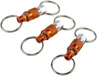 🔑 convenient freeman keyqc3 pull apart coupler keychain - 3 pack, orange, small, with 2 split rings logo