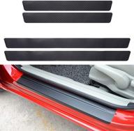 qianbao universal 3d carbon fiber door sill protector sticker, car entry guards trims with anti-kick scratch resistance, black, 4pcs - premium car interior accessories panel cover sticker logo