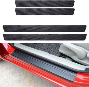 img 4 attached to QianBao Universal 3D Carbon Fiber Door Sill Protector Sticker, Car Entry Guards Trims with Anti-Kick Scratch Resistance, Black, 4PCS - Premium Car Interior Accessories Panel Cover Sticker