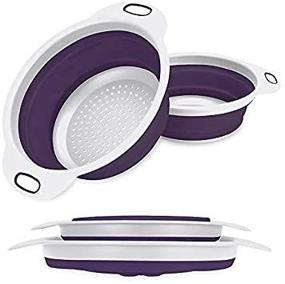 img 2 attached to 🍴 Space-Saver Folding Strainer Colander Set - Learja Food-Grade Silicone Collapsible Colander, 2 Sizes Pack: 8 inches - 2 Quart & 9.5 inches - 3 Quart (Purple)