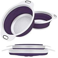 🍴 space-saver folding strainer colander set - learja food-grade silicone collapsible colander, 2 sizes pack: 8 inches - 2 quart & 9.5 inches - 3 quart (purple) logo