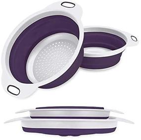 img 3 attached to 🍴 Space-Saver Folding Strainer Colander Set - Learja Food-Grade Silicone Collapsible Colander, 2 Sizes Pack: 8 inches - 2 Quart & 9.5 inches - 3 Quart (Purple)