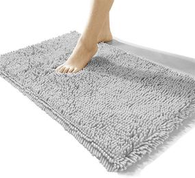 img 4 attached to 🛀 Superior Grey Luxury Chenille Bathroom Rug with Extra Softness, Coziness, Non-Slip Feature, and Super Absorbency – Perfect Shaggy Chenille Bath Mat for Bathroom or Bedroom (20x32 inches, Machine Washable and Dryable)
