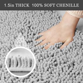 img 3 attached to 🛀 Superior Grey Luxury Chenille Bathroom Rug with Extra Softness, Coziness, Non-Slip Feature, and Super Absorbency – Perfect Shaggy Chenille Bath Mat for Bathroom or Bedroom (20x32 inches, Machine Washable and Dryable)