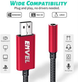 img 3 attached to ENVEL USB to 3.5mm Jack Audio Adapter – Stereo Sound Card for PS4/PS5/PC/Laptop with Mic Support – Red