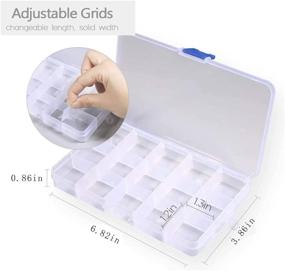 img 3 attached to Stackable Clear Plastic Storage Boxes with Adjustable Compartments - Pack of 6, Ideal for Jewelry, Beads, Earrings, Fishing Hooks, Crafts, and Accessories