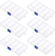 stackable clear plastic storage boxes with adjustable compartments - pack of 6, ideal for jewelry, beads, earrings, fishing hooks, crafts, and accessories logo