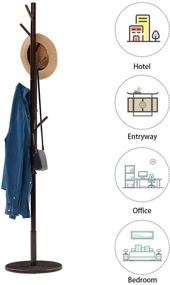 img 1 attached to 🎯 Vicllax Coat Rack Stand: Premium Wood Hall Tree with 8 Hooks - Free-standing Hanger for Stylish Organization (Coffee)