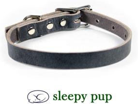 img 2 attached to Sleepy Pup Small Leather Collar