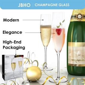 img 1 attached to 🥂 JBHO Elegant Champagne Glasses - Hand Blown Flutes in Gift Box - Lead-Free Crystal - Ideal Gift for Wedding, Anniversary, Christmas, New Year - Set of 4, 8oz Clear Glasses